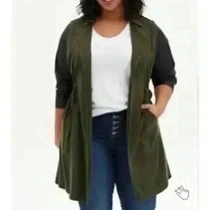TORRID Olive Green Anorak Faux Leather Jacket Plus Size 1X